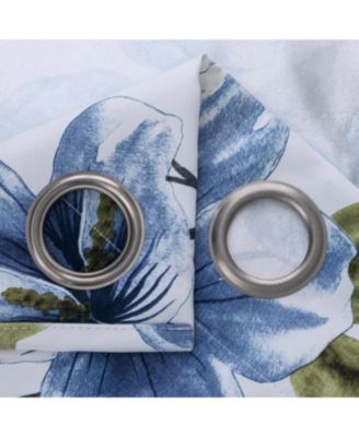 RT Designer Collection April Printed Blackout Luxurious Decorative Grommet Curtain Panel 54" x 84" Blue