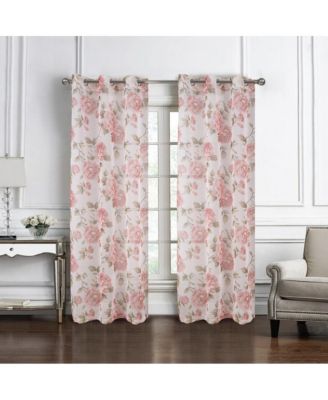 Ellie Doily Grommet Light Filtering Window Curtain Panel for Bedroom 54" x 95" Rose