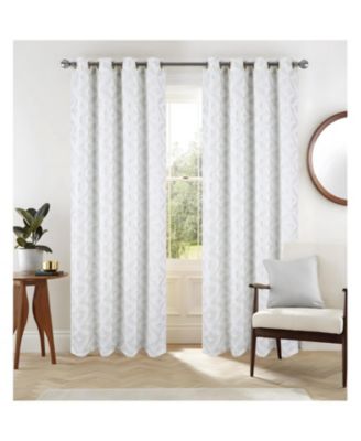 RT Designer Collection Heathrow Halo Foil Blackout Luxurious Decorative Grommet Curtain Panel 54" x 90" White
