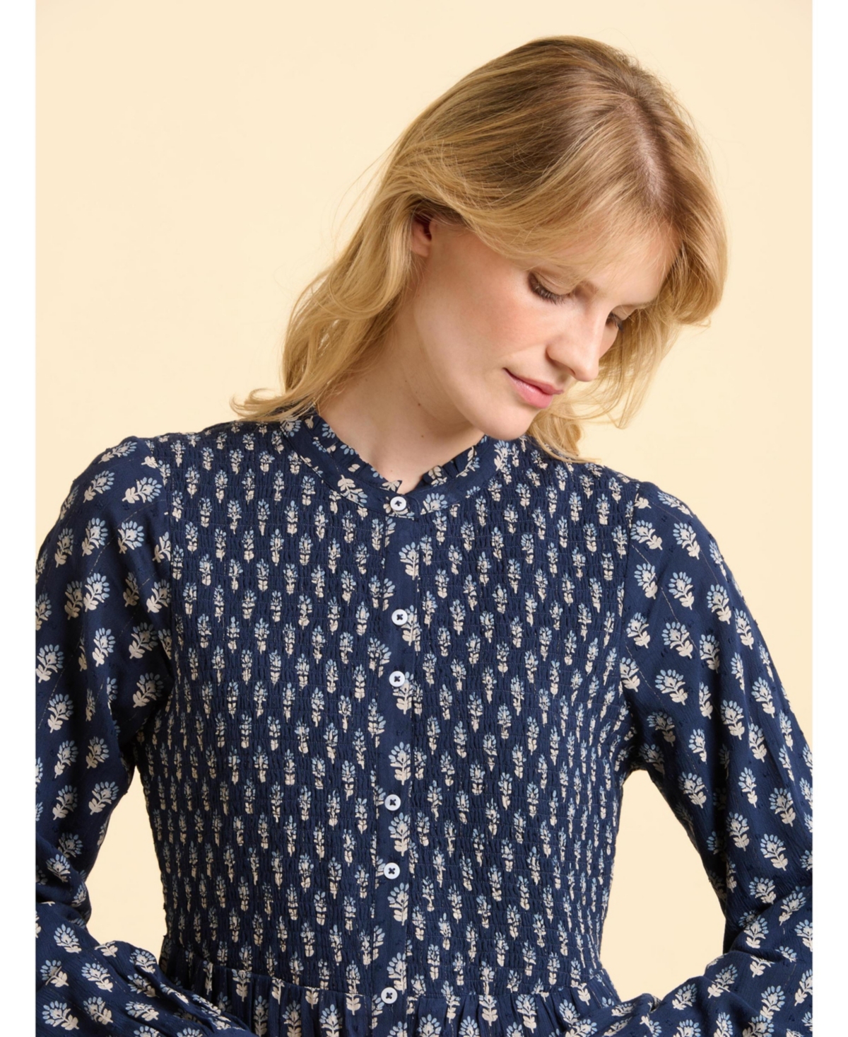 Brakeburn Women's Lark Long Sleeve Button Midi Dress