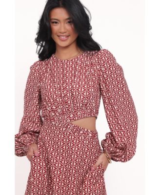 Women's Ginnee Puff Sleeve Cutout Midi Dress
