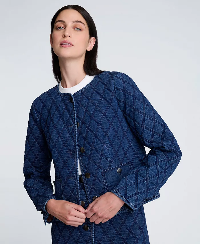 Women's Quilted Collarless Jacket - thumbnail 3