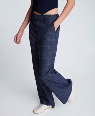 Women's Plaid Mid-Rise Flare Pants