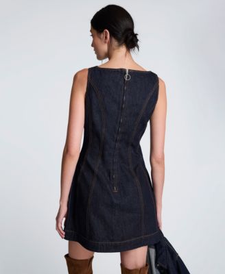 Women's Hourglass Sleeveless Sheath Denim Mini Dress