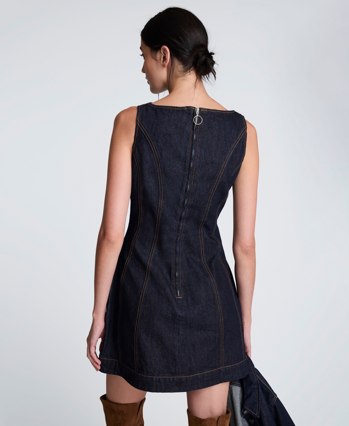 Kenneth Cole Hourglass Denim Mini Dress In Blue