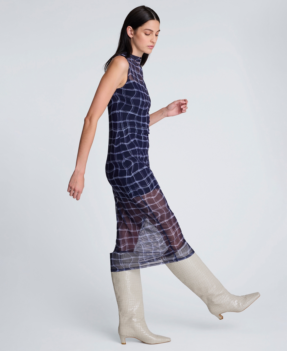 Kenneth Cole Women's High Neck Mesh Midi Dress