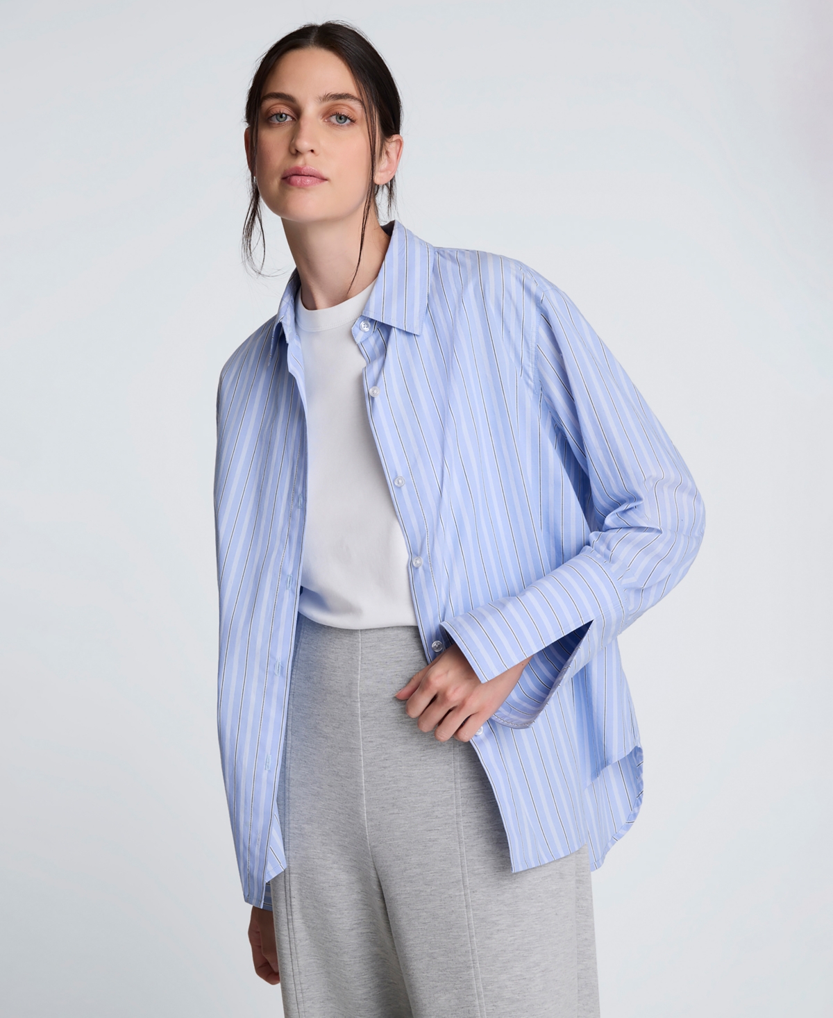 Kenneth Cole Women's Striped Button-down Shirt In Multi