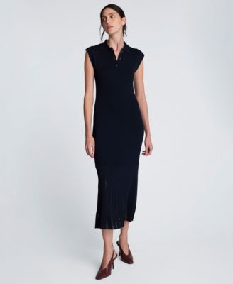 Women's Polo Neck Sweater Midi Dress