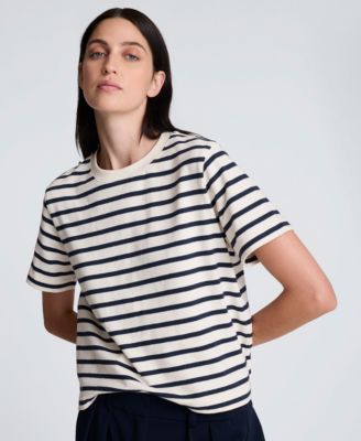 Women's Crewneck Striped Boxy T-Shirt