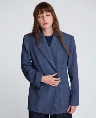 Women's Textured Pinstriped Long-Sleeve Jacket