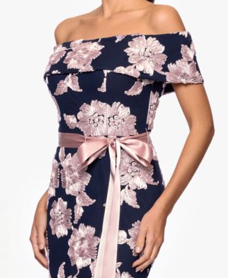 Women's Belted Soutache Off-The-Shoulder Dress