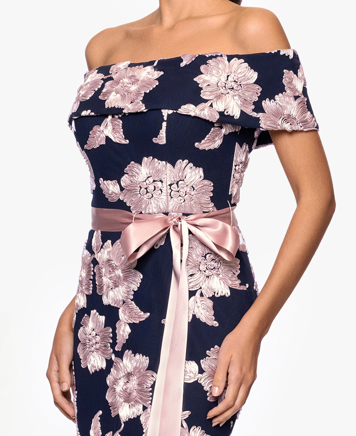 Betsy & Adam Women's Belted Soutache Off-The-Shoulder Dress