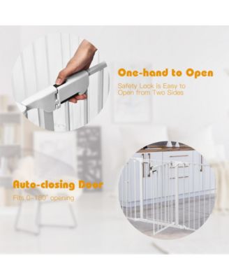 115 Inch Length 5 Panel Adjustable Wide Fireplace Fence-White