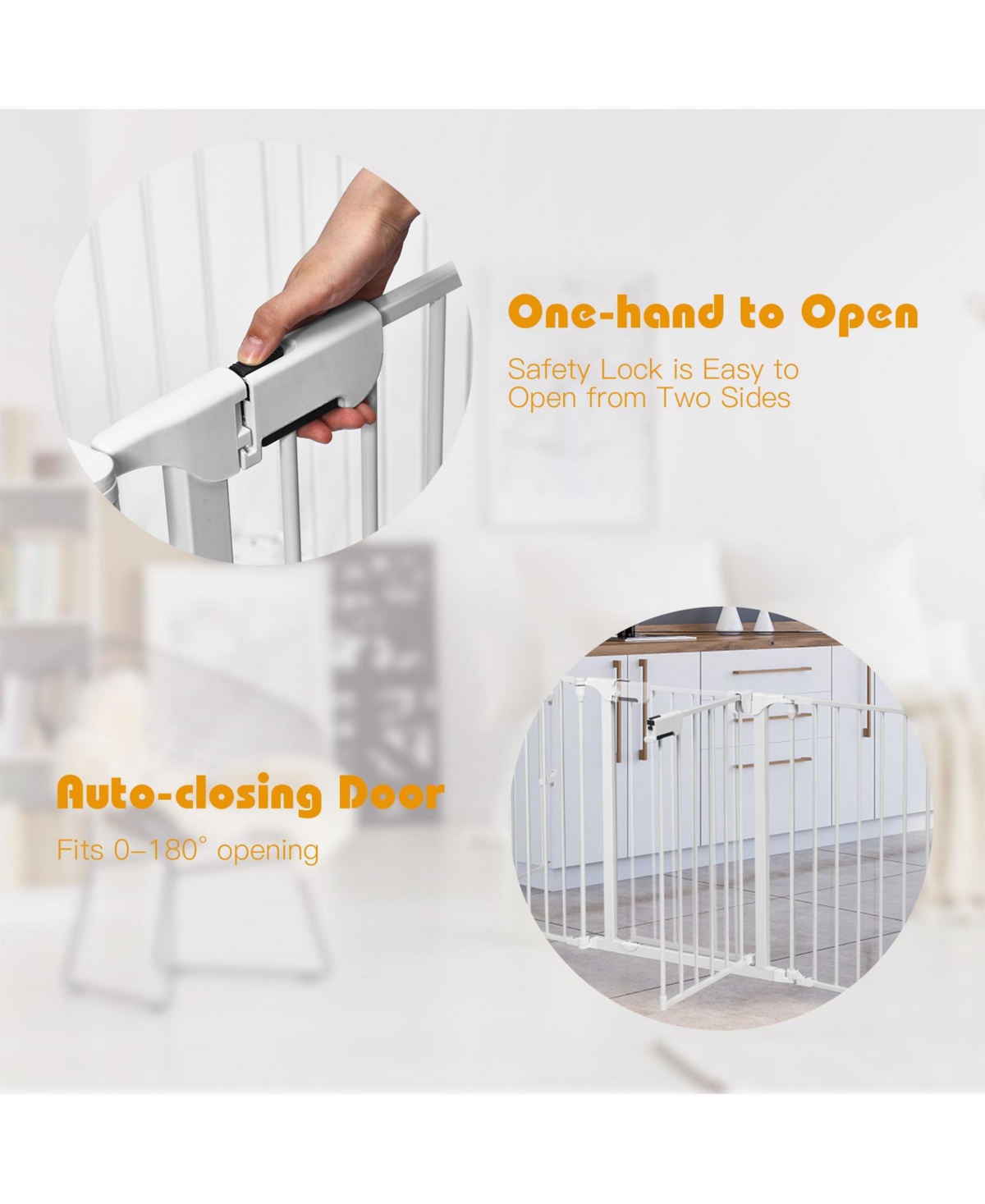 Sugift 115 Inch Length 5 Panel Adjustable Wide Fireplace Fence-White