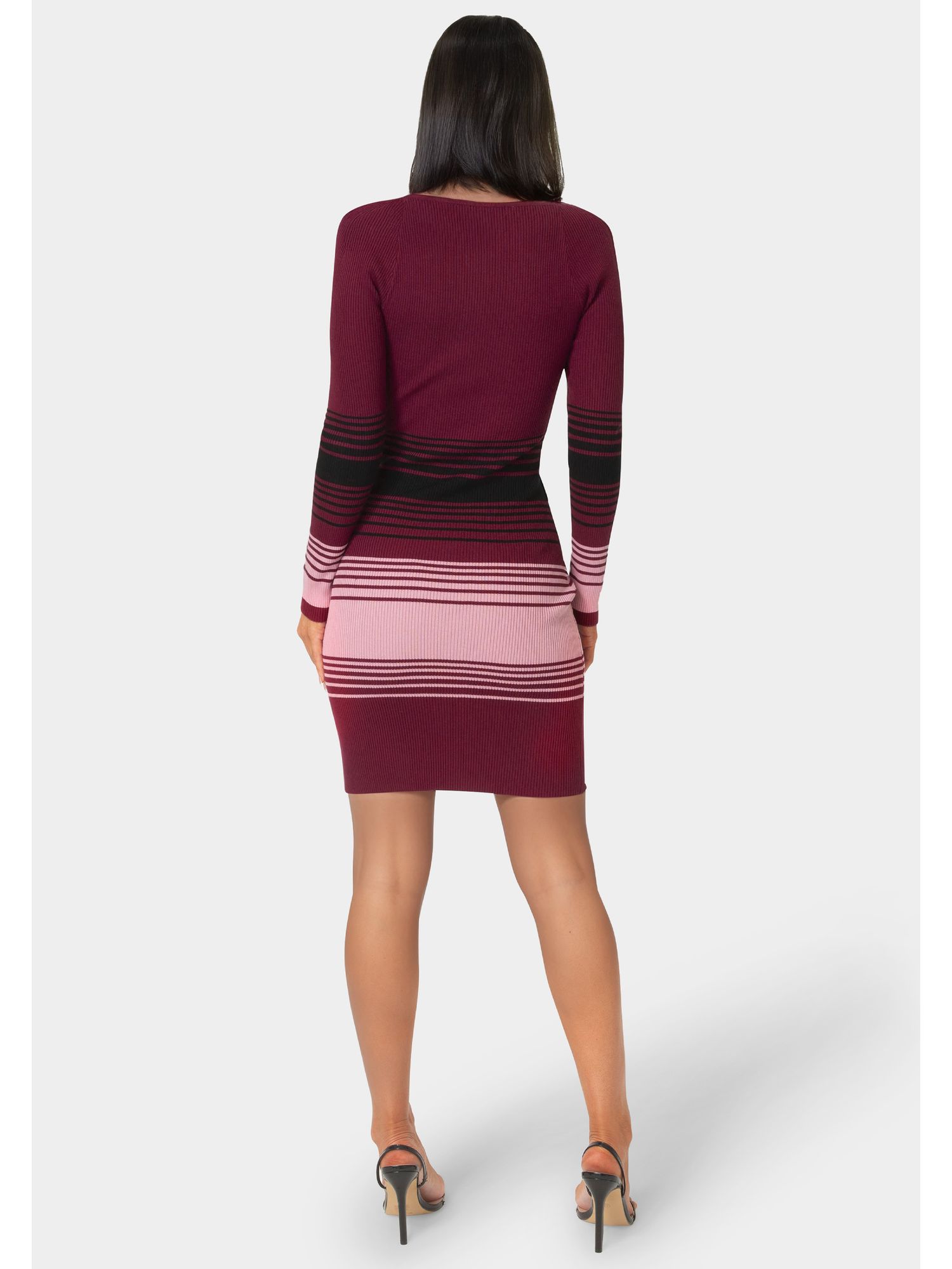 Women's Stripe Rib Sweater Dress