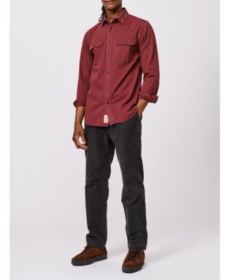 Men's Women s Long-Sleeve Cotton Twill Button-Up Shirt with Double Patch Pockets