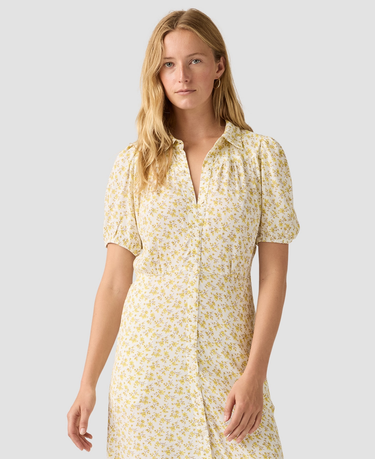 Levi's Women's Rosa Short-sleeve Collar Midi Dress In Yellow