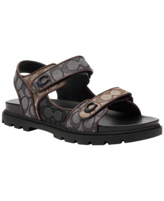Coach Signature Pattern Black and Gray Men\'s Sandals Coach - Shoes For Men - Casual : Signature Coin Driver, Slide main image 4