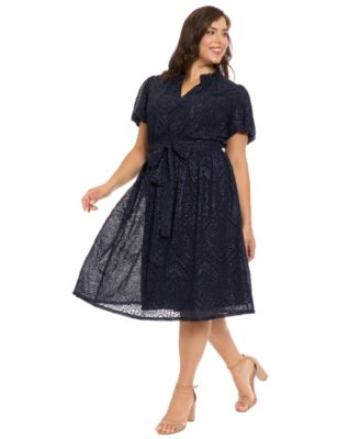 Plus-Size Cap-Sleeve Midi Dress