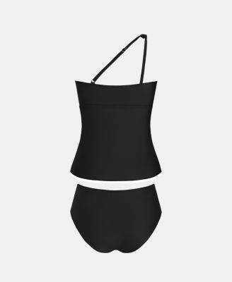 Women's One Shoulder Neck Asymmetrical Ruffles Tankini Sets