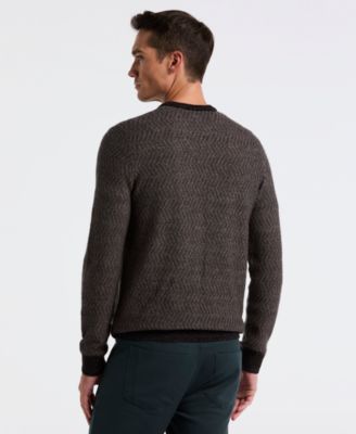 Men's Herringbone Long-Sleeve Crewneck Sweater