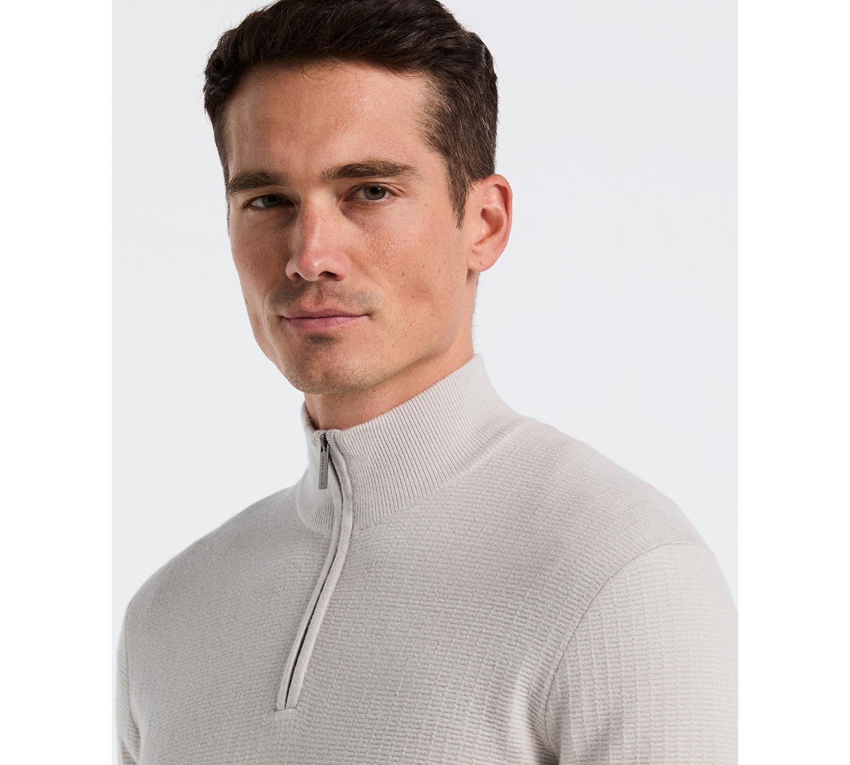 Perry Ellis Men's Long-Sleeve Ottoman Quarter-Zip Sweater