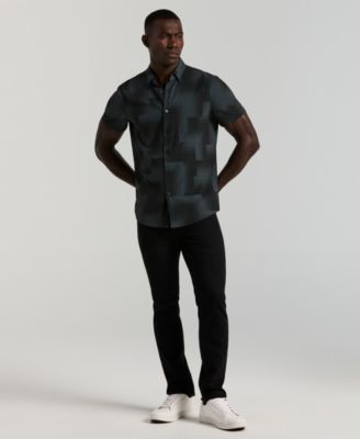 Men's Slim-Fit Linear Geo Print Stretch Shirt