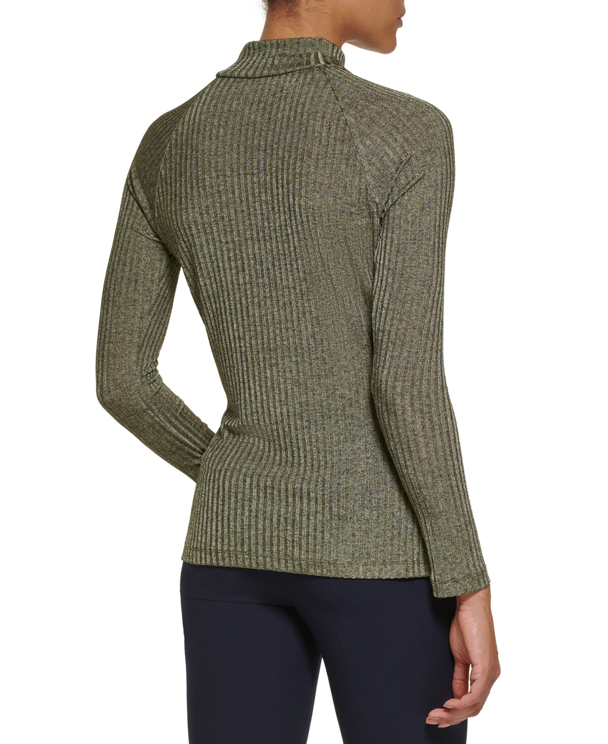 Dkny Petite Long-sleeve Tie Neck Blouse In Green