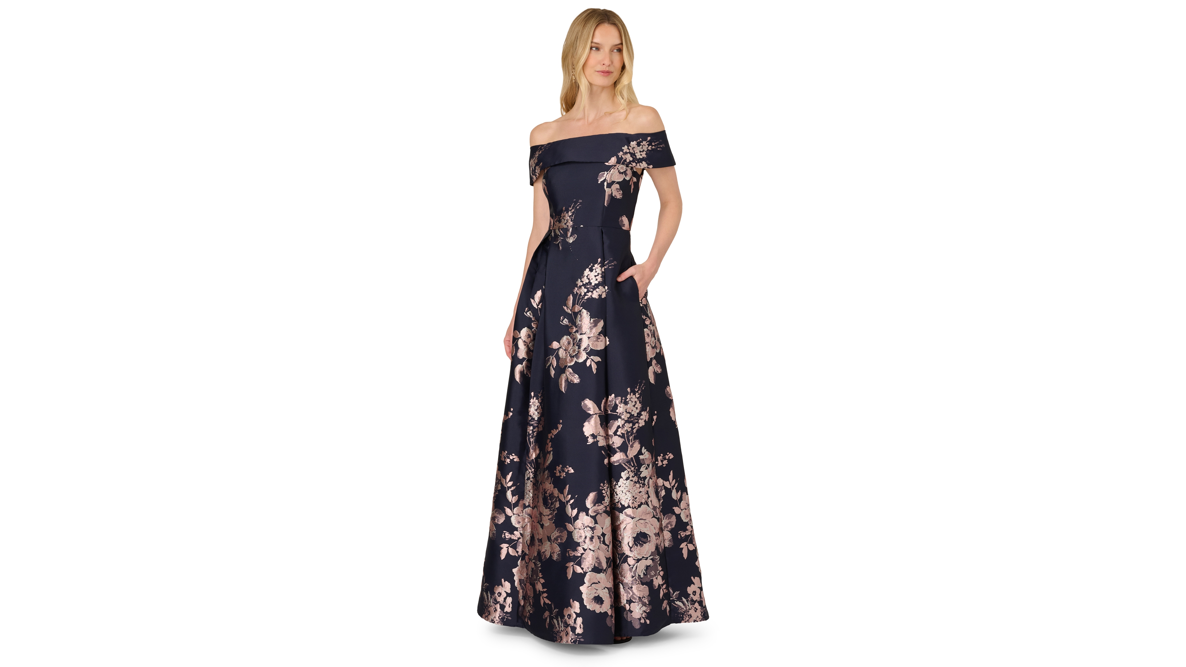 Adrianna Papell Petite Off-The-Shoulder Dress