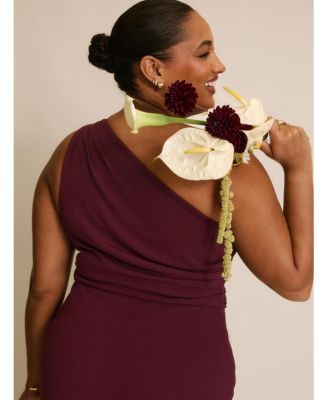 Women's One Shoulder Drape Stretch Bridesmaid Dress