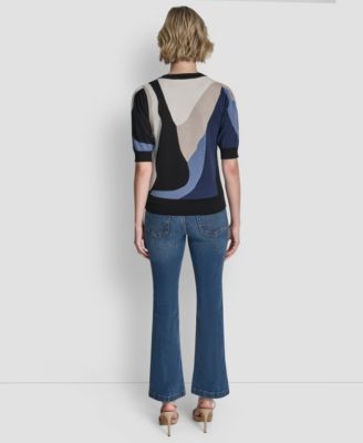 Women's Short-Sleeve Color-Block Sweater