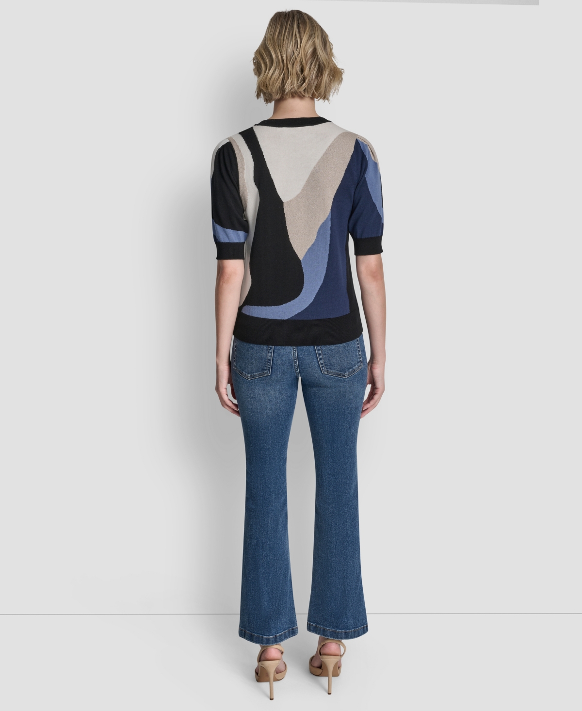 Dkny Women's Short-sleeve Color-block Sweater In Multi