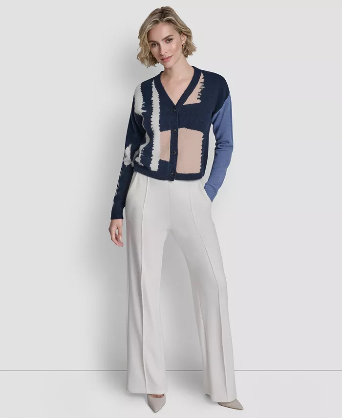 Women's Long-Sleeve Color-Block Cropped Cardigan - thumbnail 5