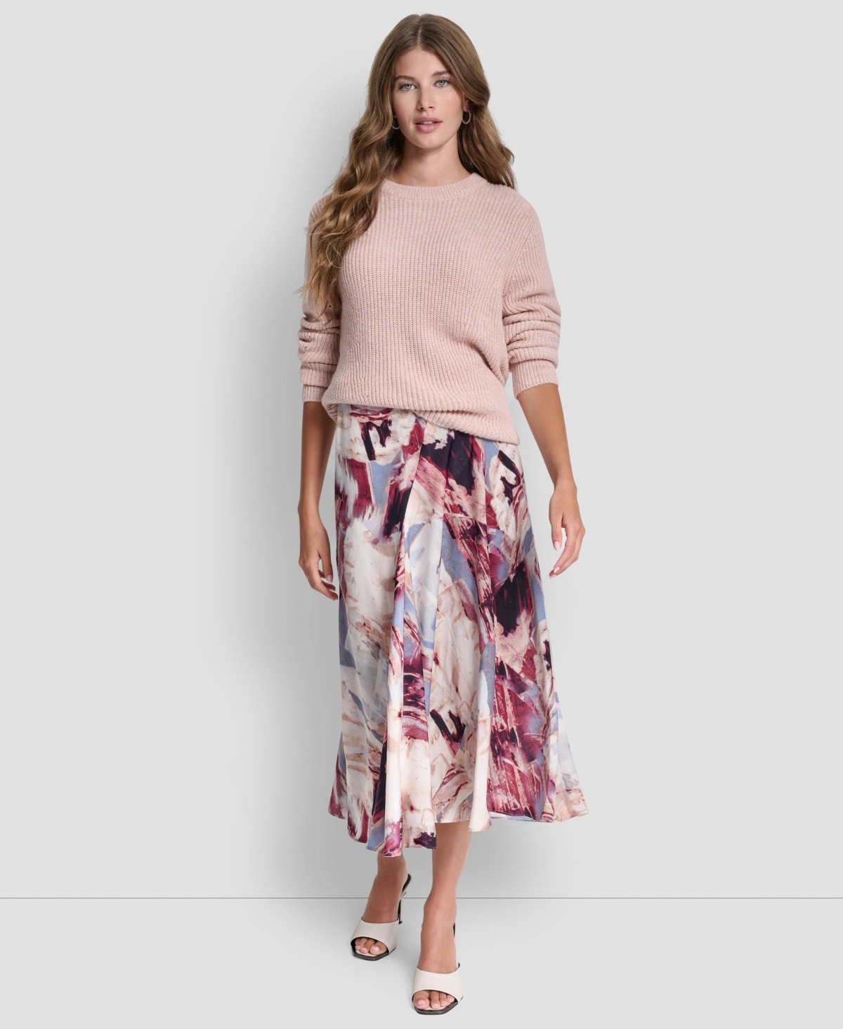Dkny Women's Printed Bias-cut A-line Midi Skirt In Multi