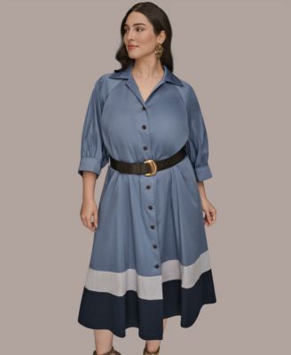 Plus Size Belted Shirt Dress