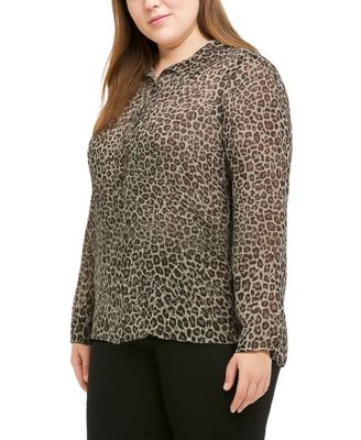 Plus Size Jaguar Mesh Button front closure Shirt