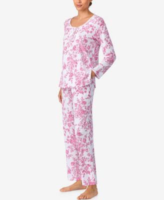 Sleepwear Brushed Cotton Long-Sleeve Pant PJ Set
