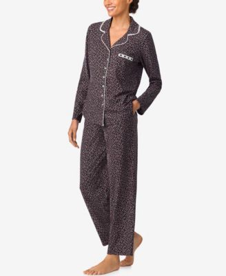 Sleepwear Brushed Cotton Notch Collar Pant PJ Set