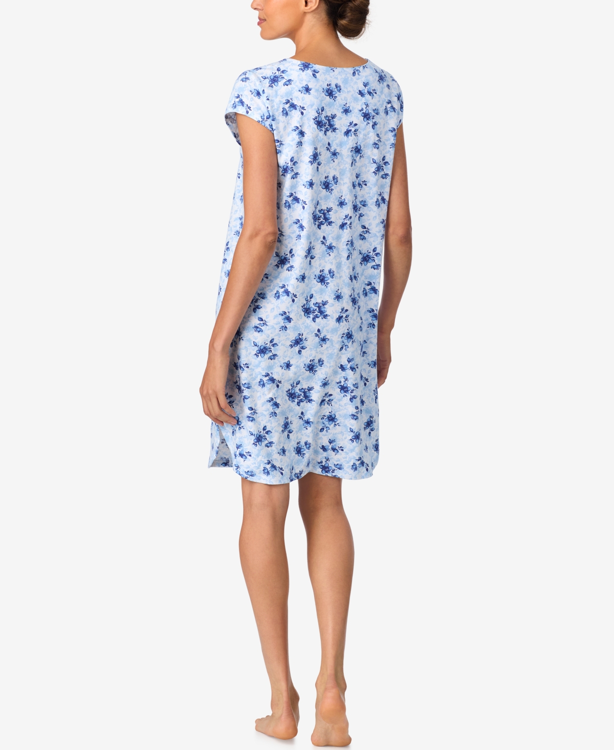 Aria Women's Short Sleeve Brushed Cotton Jersey Sleepshirt In Blue