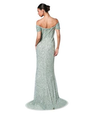 Women's Sequin Bardot Maxi Bridesmaid Dress