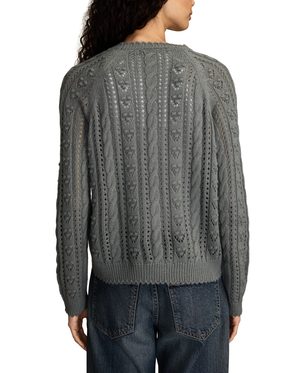 Lucky Brand Women's Pointelle Crewneck Sweater In Gray