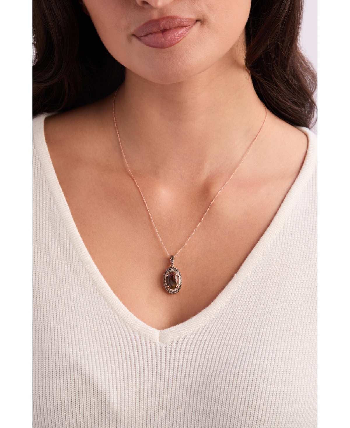 Le Vian Aquadite (4 ct. t.w.) Nude Diamond (1/3 ct. t.w.) & Chocolate Diamond (3/8 ct. t.w.) Pendant Necklace Set in 14k Rose Gold, 20"