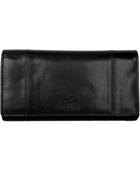 Женский кошелёк Mancini Pelle D'oro с защитой RFID, четверного сложения, цвет: Чёрный