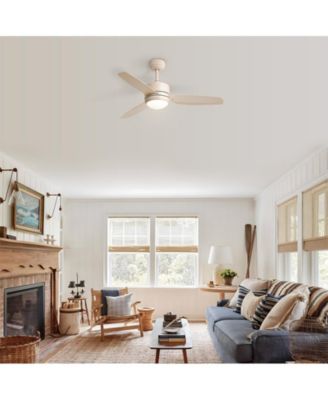 46-inch Modern Beige 3-blade Ceiling Fan with LED Light with Six-speed Remote Control
