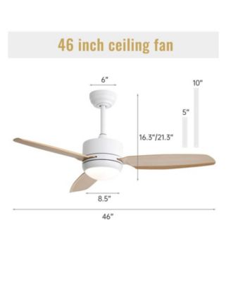 46-inch Modern White 3-blade Ceiling Fan with LED Light with Six-speed Remote Control