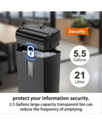 10-Sheet Cross Cut Paper Shredder, 5.5 Gal Home Office Heavy Duty Shredder for Credit Card, Staple, Clip with Transparent Window