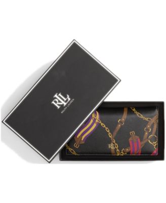 Boxed Print Crosshatch Leather Slim Wallet 