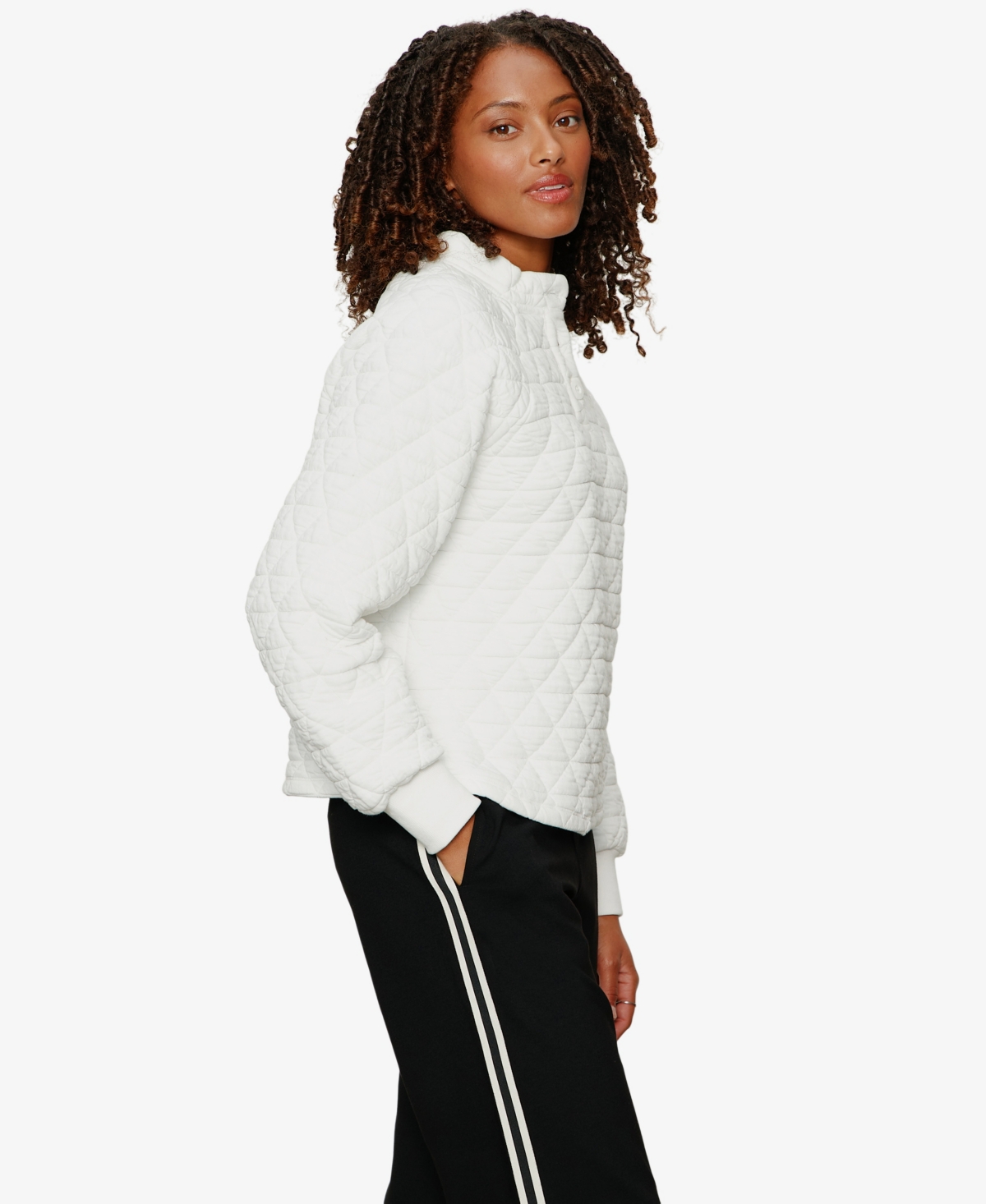 Sanctuary Women's Quilted Button Popover Pull-On Sweatshirt