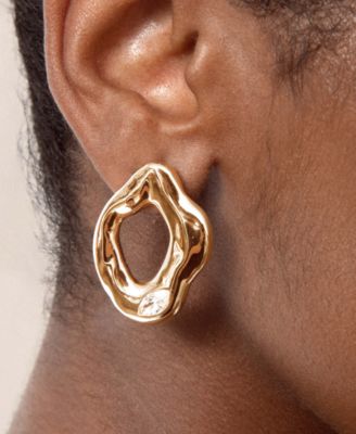 Melting Metal Crystal Stud Earrings