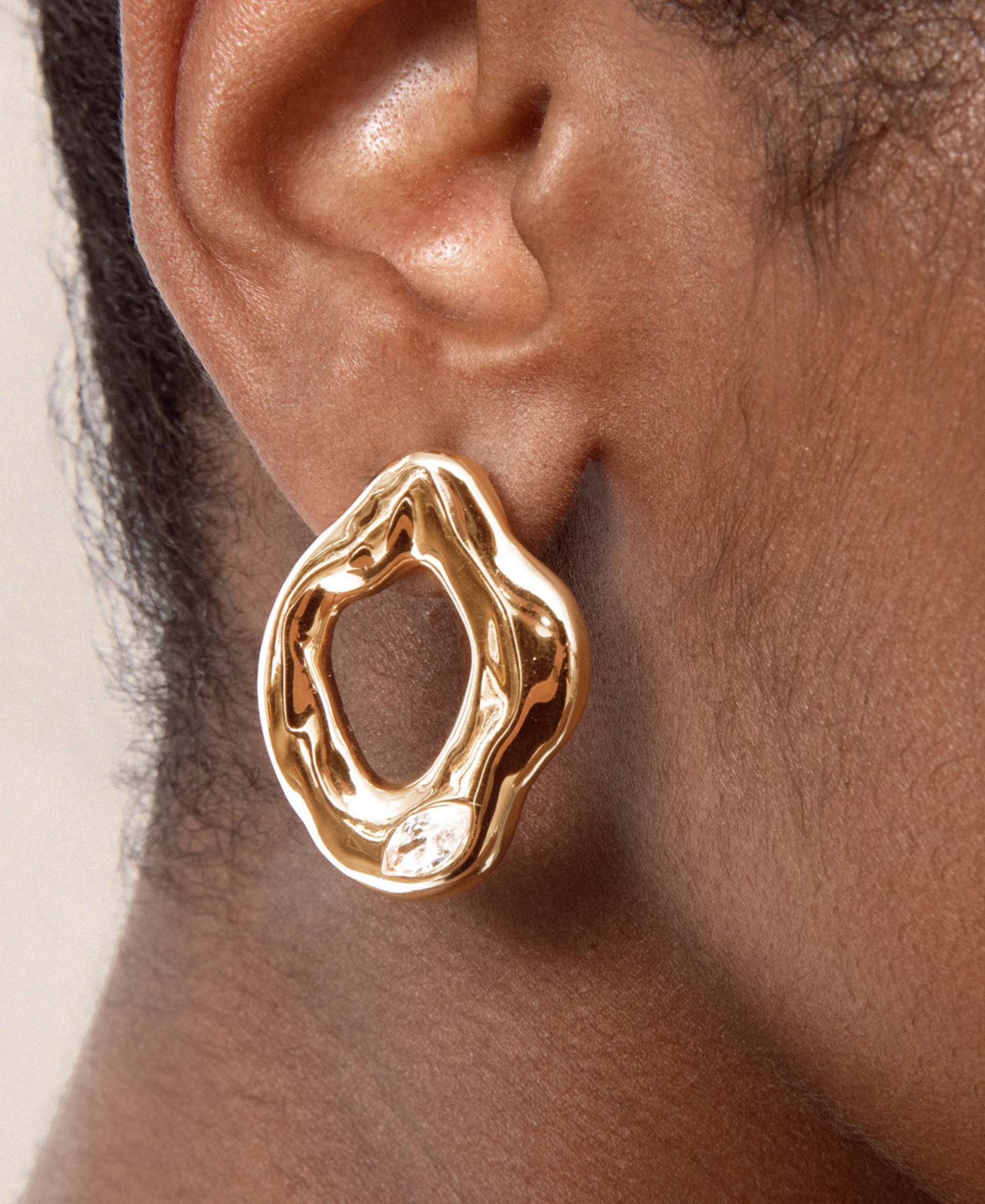 Melting Metal Crystal Stud Earrings